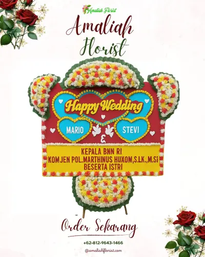 Karangan Papan Bunga Pernikahan di Naikolan